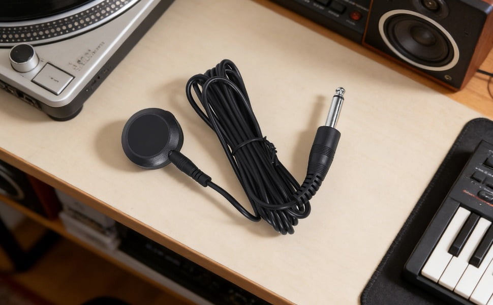 Adeline AD-35 Universal Instrument Mini Piezo Pickup, High Fidelity Acoustic Guitar Transducer with Volume Control, Vibration Sensor for Ukulele, Erhu, Guzheng, 9.8 ft Cable, Easy to Install