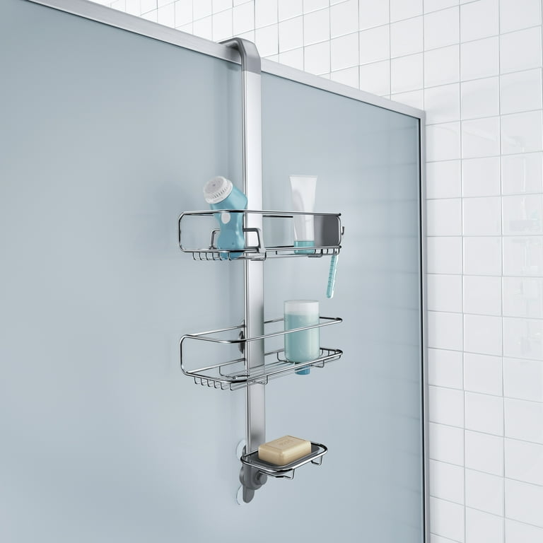 mDesign Modern Over the Door Metal Bathroom Tub/Shower Caddy