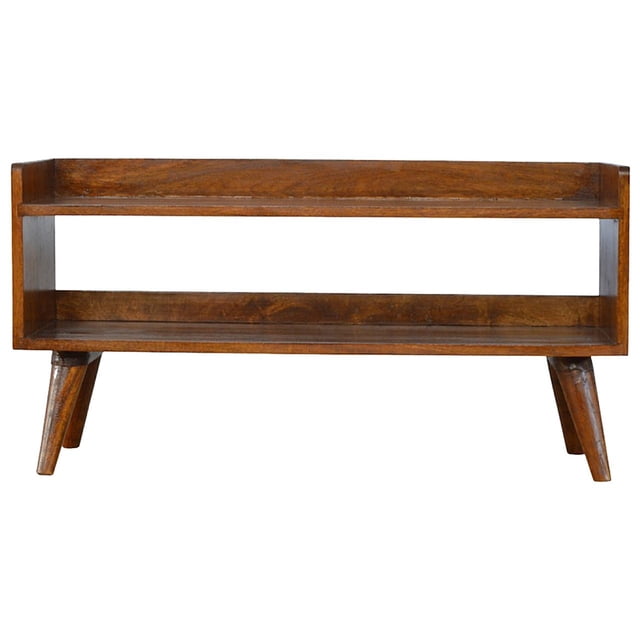 Banc de Rangement Nordique en Bois Massif de Châtaignier pour Meubles Artisanaux