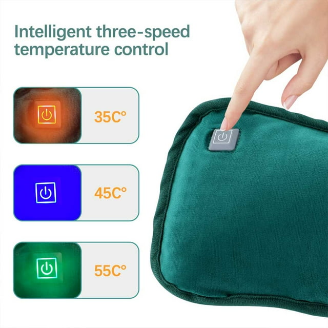 Chauffe-mains Électrique USB 3 Vitesses Réglables Chauffe-Oreiller Thermique Gants pour Sac en Polaire Dispositif de Réchauffement du Ventre Réutilisable Oreiller Fournitures de Voyage à Domicile Vert