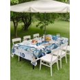 thumbnail image 3 of Outdoor Tablecloth with Umbrella Hole and Zipper, Blue Gnomes Christmas Rectangle Table Cloth 60x102 Inch Waterproof Tablecloth, Xmas Balls Tree Snowflake Wooden Picnic Table Cover for Patio Camping, 3 of 7
