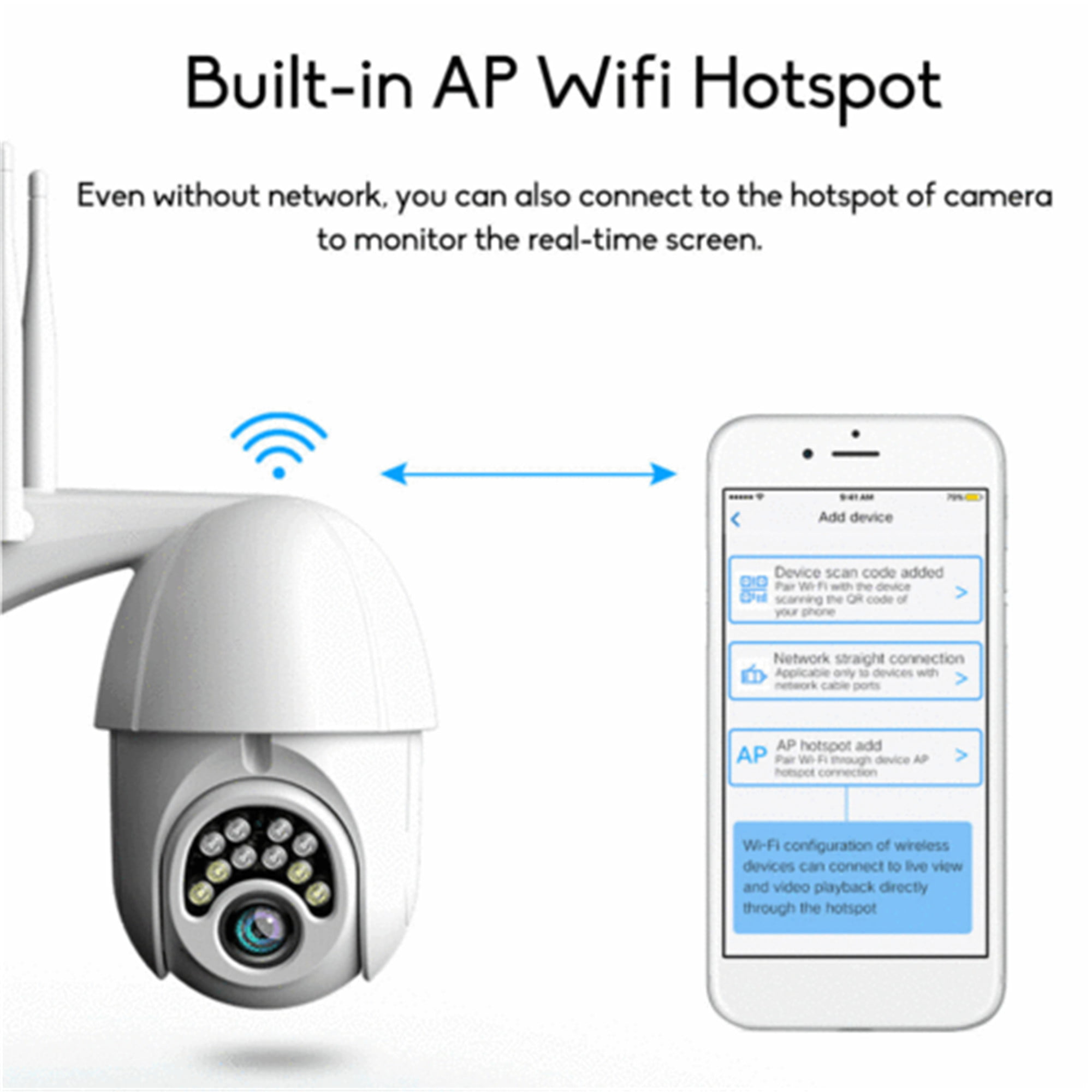1080P Wireless Outdoor Security WiFi IP54 Waterproof Surveillance Smart Camera 