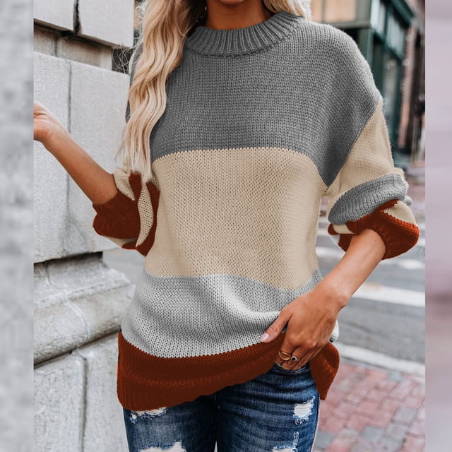 Pntutb, sudadera de punto de manga larga para mujer, blusa, suéter de cuello alto a juego de colores Pntutb Pntutb-3889