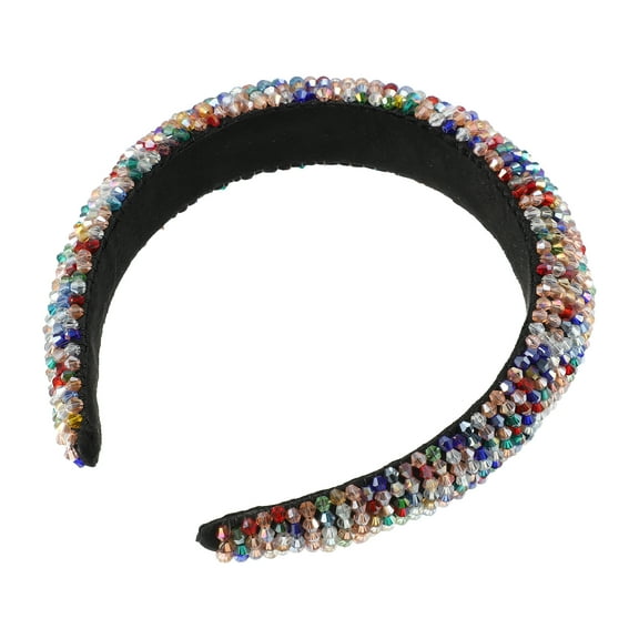 Unique Bargains 1 Pc Rhinestone Headband for Women Bling Padded Hairband Hair Accessories Multicolor 1.18 Inch Wide
