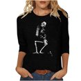 thumbnail image 1 of Moda mujer camiseta estampada de longitud media 3/4 mangas blusa cuello redondo casual tops Fridja  fjkfkj434, 1 of 5