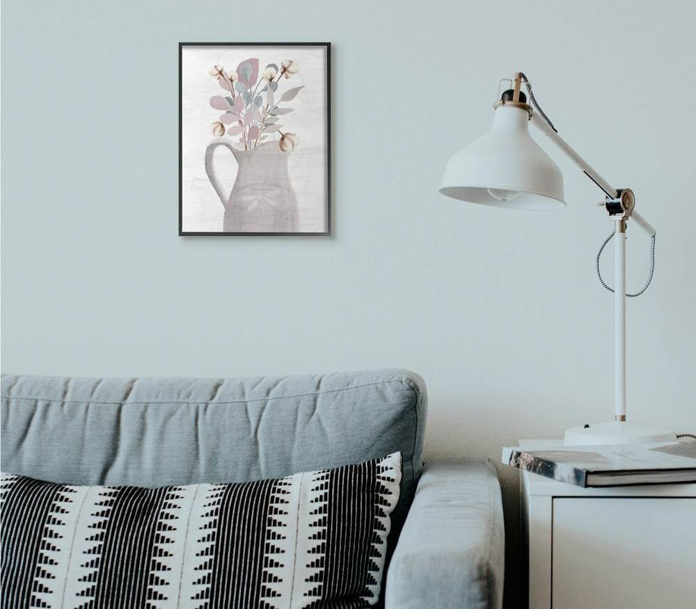 Stupell Industries Flower Jars Pink Blue Grey Neutral Painting Framed Giclee Texturized Art by Kimberly Allen