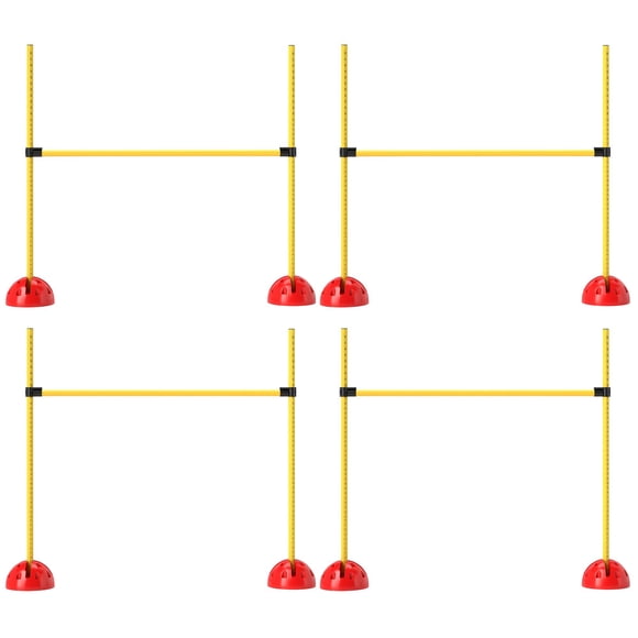 Adjustable Dog Agility Training Set - 4 PCS Yellow Obstacle Course with Portable Bag | Backyard & Park Fun for All Skill Levels