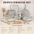thumbnail image 3 of Granitestone 20 Pc Pots and Pans Set Non Stick, Pots and Pans Ceramic Cookware Set with Square Pan, Pot and Pan Set with Bakeware/Utensils, Non Stick Pots and Pan Set, Oven/Dishwasher Safe, Cream, 3 of 10