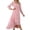 Pink, variant on WRKEKC Long Sleeve Dress for Women Solid Color A Line High Waist Long Maxi Dress with V-Neck and Flowy Skirt