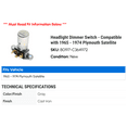 thumbnail image 2 of Headlight Dimmer Switch - Compatible with 1965 - 1974 Plymouth Satellite 1966 1967 1968 1969 1970 1971 1972 1973, 2 of 2
