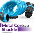 thumbnail image 4 of Fosmon 4ft Bike Lock Cable, Bike Locks Heavy Duty Anti Theft 5-Digit Combination Lock, Bicycle Lock Cable with Mounting Bracket for Ebike Scooter,Blue, 4 of 5