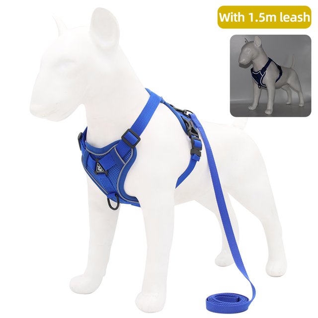 Arnés para perros con correa de tracción de 1,5 m, chaleco para perros sin tirones, correa ajustable, reflectante, arnés transpirable para perros, cachorros y gatos Tan Jianjun unisex