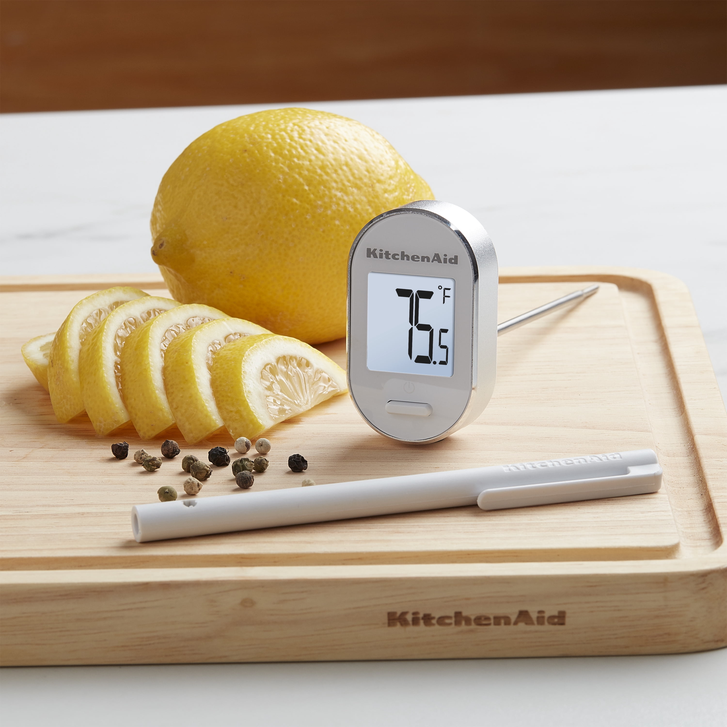 KitchenAid Digital Instant Read Kitchen and Food Thermometer, -40F to 482F, White, KQ904WH