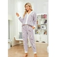 thumbnail image 7 of LYCY Womens Fuzzy Plush Pajama Set, Soft Warm Fleece Pajama for Women Cute Long Embroidered 2 Piece Sleepwears(Peach-lavender,Large), 7 of 7