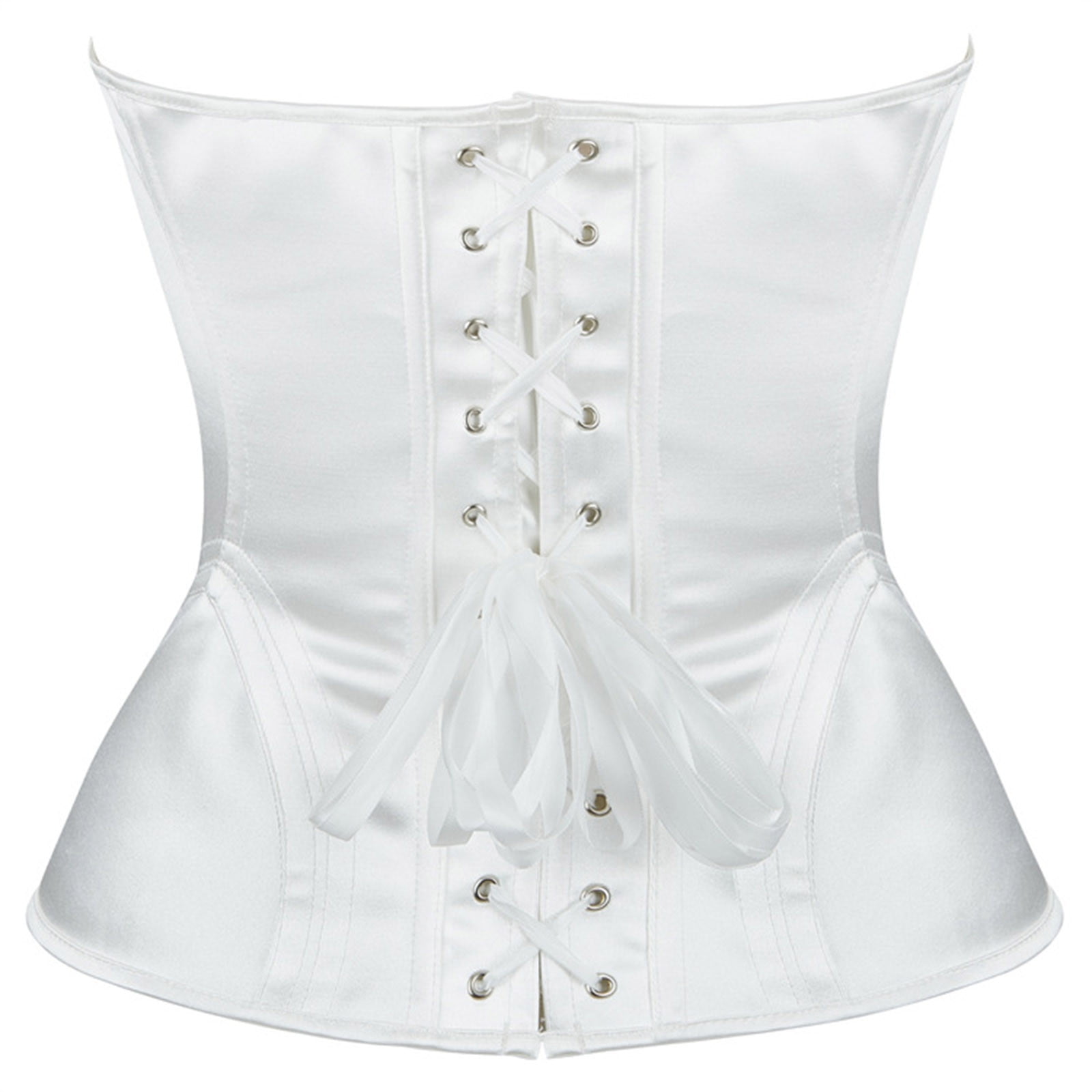 ★LECYTO★ Destroyed Radiance SleevelessWhite BiZtdJrK Women's Lace up Boned Overbust Corset Tube Top