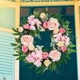 thumbnail image 4 of Catégorie de Produit Couronne Titre du Produit Couronne de Roses Rouge Porte d'Entrée Couronne Florale de Printemps avec Feuilles Maison Fleurs en Soie Réalistes pour Toute Pièce, 4 of 4