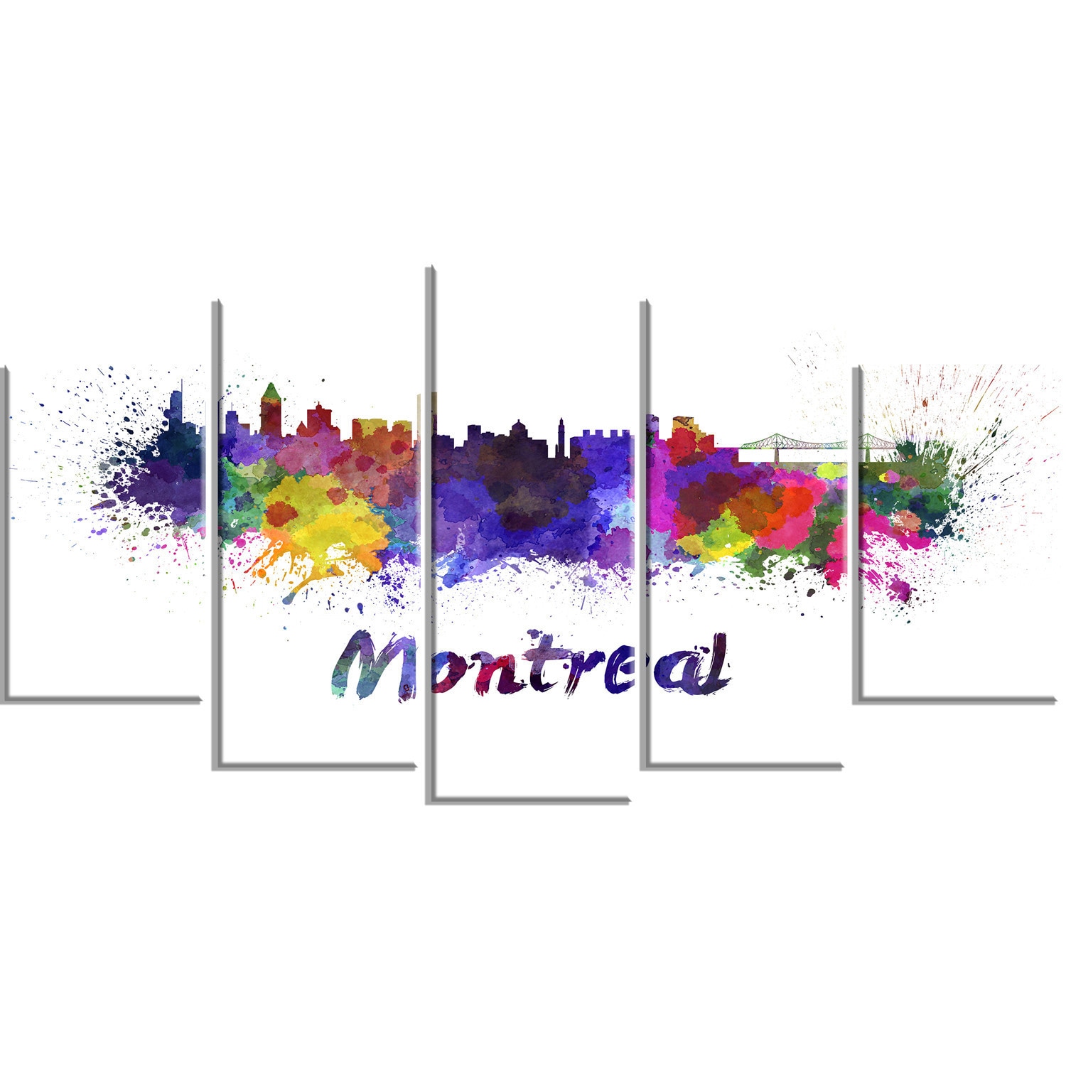 Designart 'Montreal Skyline ' Multipanel Cityscape Extra Large Metal Wall Art Print