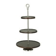 thumbnail image 6 of DecMode 14" x 25" Dark Brown Mango Wood  Tiered Server with Aluminum Bases, 1-Piece, 6 of 7