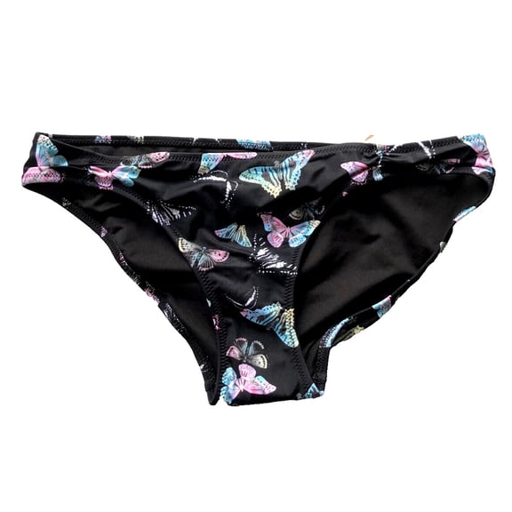 Victoria's Secret Pink Bikini Swim Bottom Ruched - Front  Multi Butterfly Print Size Large NWT