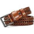 thumbnail image 5 of Braided leather belts for men, men\'s belts for jeans 1 3/8", casual and dress men\'s belts brown woven belt, 5 of 5