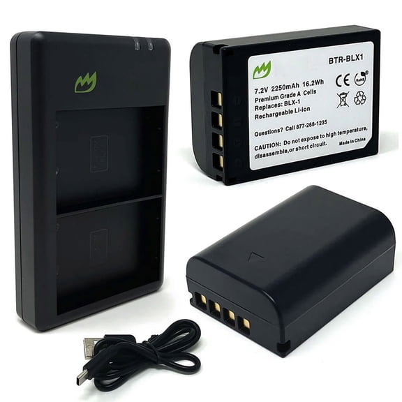 Replacement for Olympus OM SYSTEM OM-1 MARK II Battery (2-Pack, 2250mAh) and USB-C Dual Charger