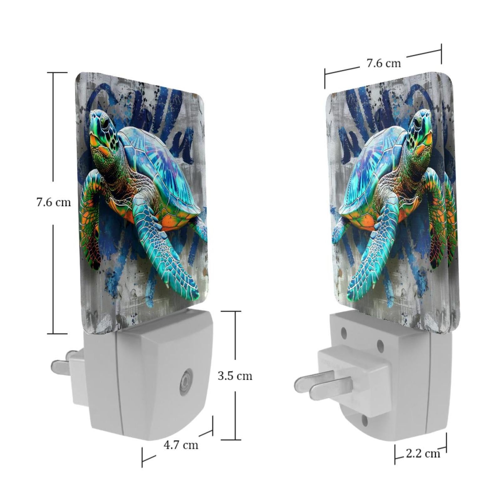 PhooArto Sea Turtle Retro Doodle Plug in LED Night Light Auto Sensor Dusk to Dawn Decorative Night for Bedroom, Bathroom, Kitchen, Hallway, Stairs, Baby's Room, Energy Saving