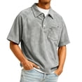 thumbnail image 2 of longantii Mens Corduroy Shirts Vintage Quarter Zip Mock Neck T-Shirts Lightweight Short Sleeve Blouses Summer Athletic T Shirts Light Gray XXXL, 2 of 4