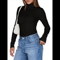 thumbnail image 3 of Camisetas de Larga para Mujer, Ropa Interior Térmica Básica de Otoño, Ropa de Invierno Negro L, 3 of 10