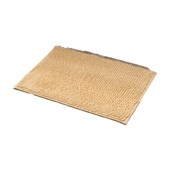 AUQ Chenille Bathroom Rugs,Thick,Anti-Shedding Long Pile Bath Rug,Non-Slip Patterned Backing Bath Mats,Coffee