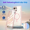 thumbnail image 3 of GALAPROX Magnetic Clear Compatible with Samsung Galaxy S25 Ultra Case, Transparent Thin Slim Crystal Shockproof Bumper Cover with Screen Protector-Pink, 3 of 5