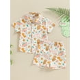 thumbnail image 2 of FEORJGP Kids Toddler Boys Summer 2PCS Outfits 0 6M 12M 18M 2T 3T Infant Baby Short Sleeve Shirts Dinosaur Print T-Shirts Button Up Tops and Shorts Setute Clothes for Beachwear Vacation Daily, 2 of 8