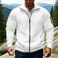 thumbnail image 2 of WRKEKC Fleece Jacket Men Solid Color Long Sleeve Stand Collar Zip Up Thickened Pocket No Hood Casual Outerwear for Fall and Winter, 2 of 4