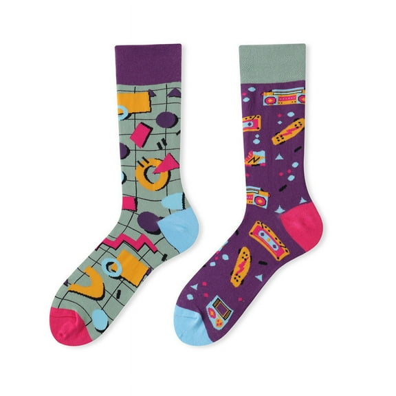 Zhuge 2 pairs Unisex Novelty Funny Socks For Men And Women Cute Gifts Colorful Patterned Designer asymmetric mismatched Socks，121 # Game