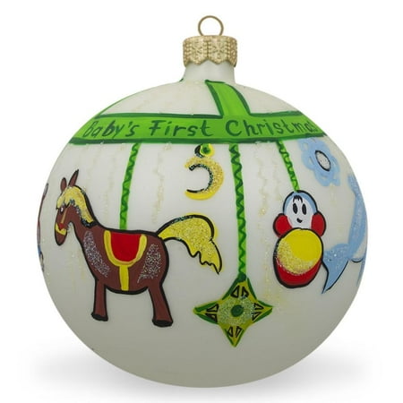 Christmas Mobile Decorations BestPysanky Toy Mobile Glass Ball Baby's First Christmas Ornament 4 Inches ()