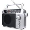 thumbnail image 1 of Radio AM FM portátil Retekess TR604 con conector de 3,5 mm, color plateado, 1 of 9