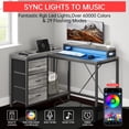 thumbnail image 3 of Yiwa Corner Computer Desk, L-Shaped with LED, Storage Drawers & Power Outlets, 3 of 9