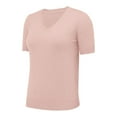 thumbnail image 5 of DondPO Women's T-Shirts Women's Round Neck Short Sleeved Loose T Shirt with A Knit Bottom Short top Shirts for Women Womens tops Pink S, 5 of 9