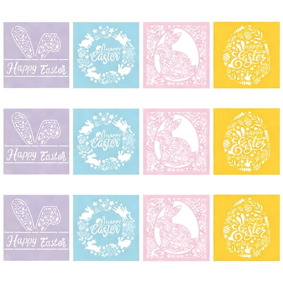 CCOCC 12 Sets Easter Greeting Cards,Hollow Cutout Bunny Easter Cards,Envelopes Included,Easter Blessing Party Favor & Bouquet Decoration Card