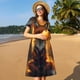 thumbnail image 4 of Disketp Sunset Maple Tree Fox para Vestido de Manga Corta para Mujeres, Vestidos de Verano para Mujeres, Casual y Holgado para la Playa, 4 of 6