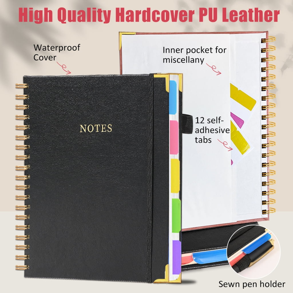Sinyiin PU Leather Paper Notebook 300 Pages Wide Lined Twin Coil Binding Writing Journal