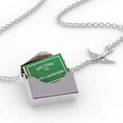 Locket Necklace Green Road Sign Welcome To North Lauderdale in a silver Envelope Neonblond