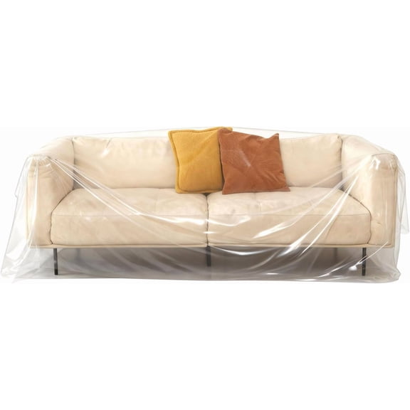 2 Pack Extra Large Clear Plastic Furniture Storage Cover, Waterproof Dust-Proof Moving Protector Bag for Sofa, Sectional Couch and Loveseat, 150"H x 47"W