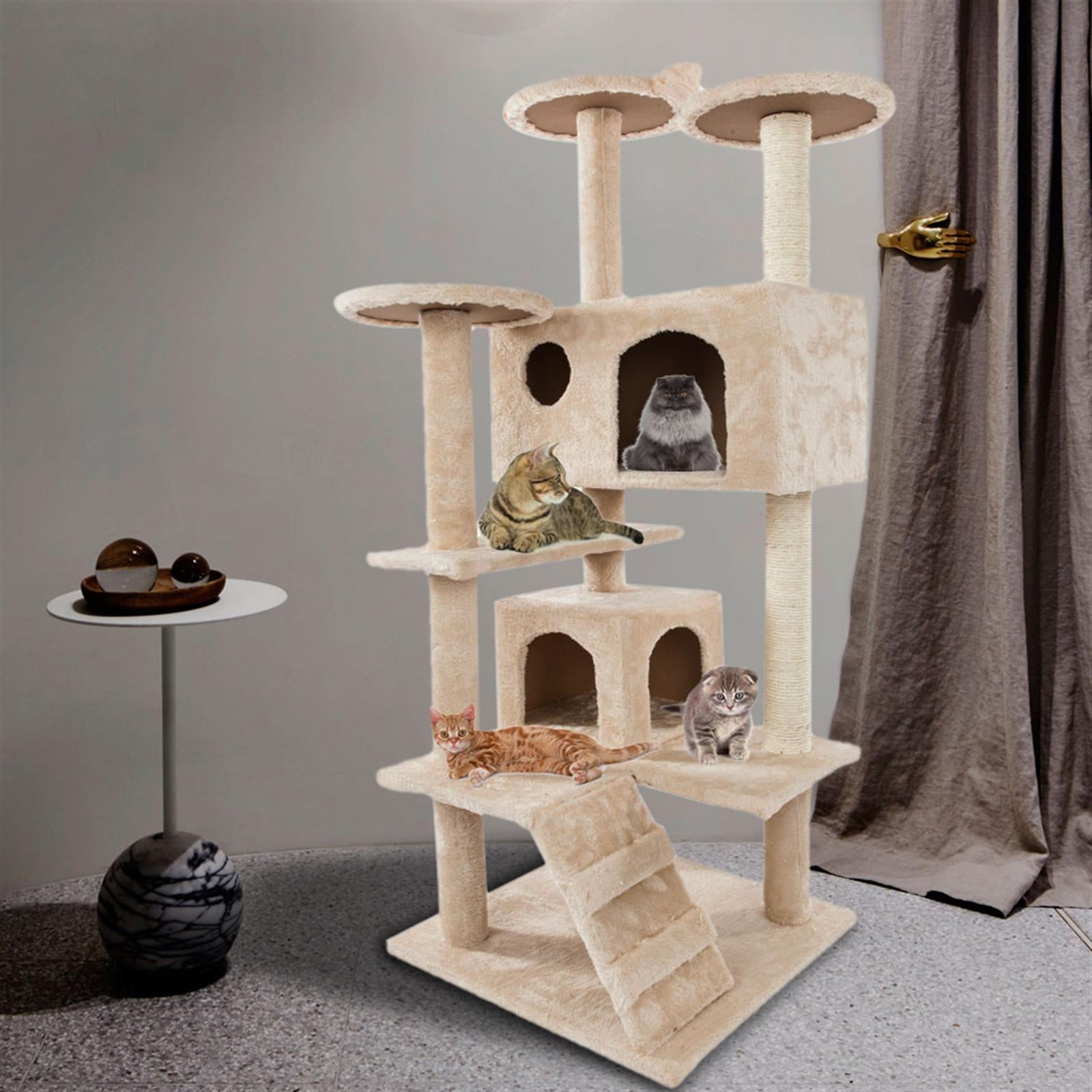 Cat Tree Cat Tower Cat Condo Sisal Scratching Posts with Jump Platform and Cat Ring Cat Furniture Activity Center Kitten Play House 