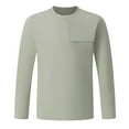 thumbnail image 2 of Zylanna Men's Long Sleeve T-Shirts, Crew Neck Loose Homewear Solid Color Casual Tops for Men Army Green, 2 of 7