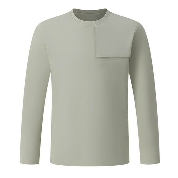ZGRBOU Men's Long Sleeve Shirts Quick Dry Crew Neck Sport T-Shirt Casual Solid Breathable Soft Top 2026