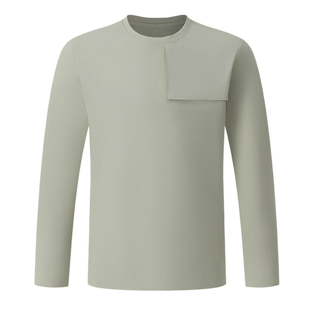 Men's Sporty Long Sleeve Shirt: Fast Dry and Breathable Solid Color Design