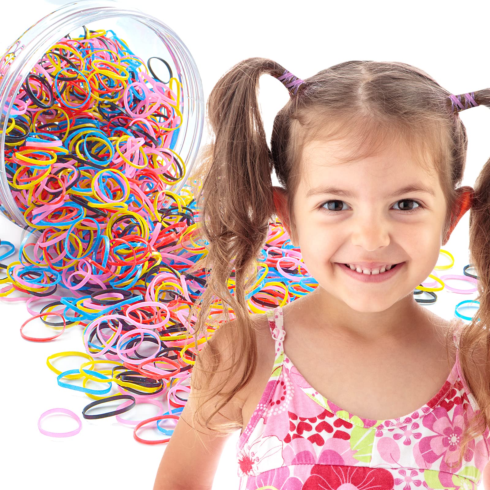 ANYI Black Mini Rubber Bands 1500 Piece with Box Packaged Hair Elastic