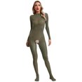 thumbnail image 3 of Body de lencería transparente para mujer, mono de manga larga con espalda abierta y sin entrepierna, medias de seda brillantes al óleo, ropa interior para discoteca, 3 of 5