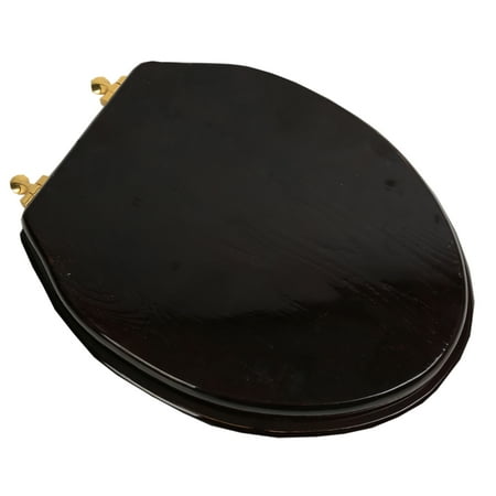 Bathdecor Dark Brown Oak Finish Designer Solid Round Wood Toilet Bathdecor Dark Brown Oak Finish Designer Solid Round Wood Toilet Seat With Polished Br Hinges