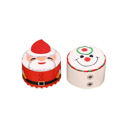 

2pcs Christmas Cotton Towels Creatively Folded Washcloth Festive Gifts for Girls Kids(Santa and Snowman)